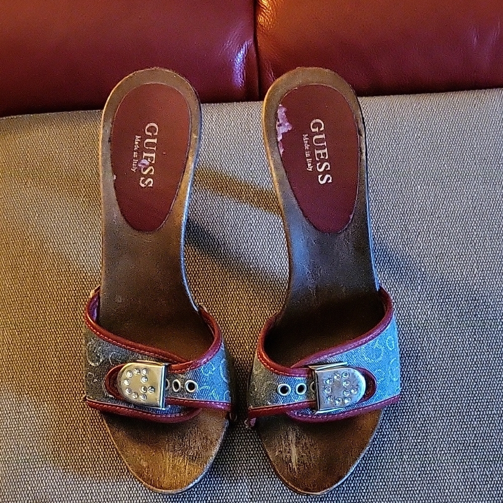 GUESS Women's Blue and Brown Sandals